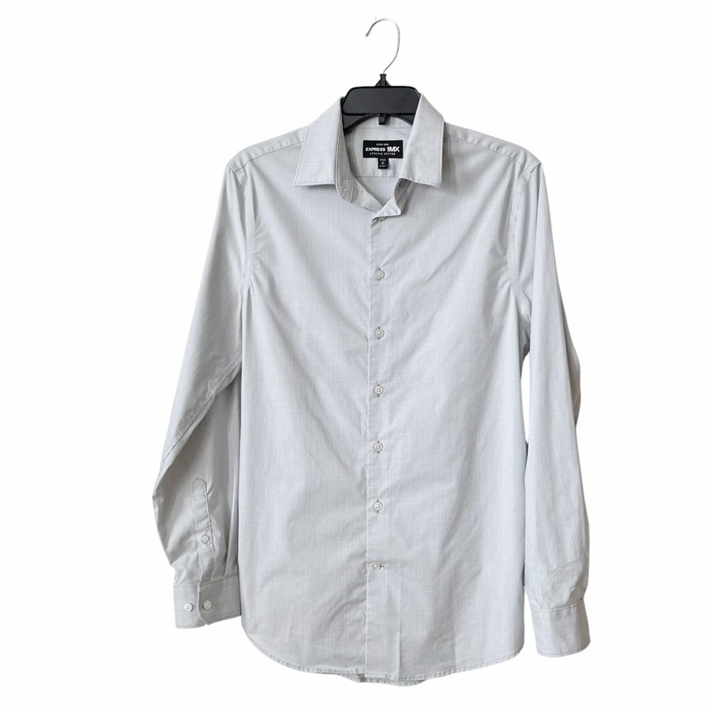 Express 1MX Extra Slim Shirt Men's Size S Gray Cotton Button Up Long Slv Stretch